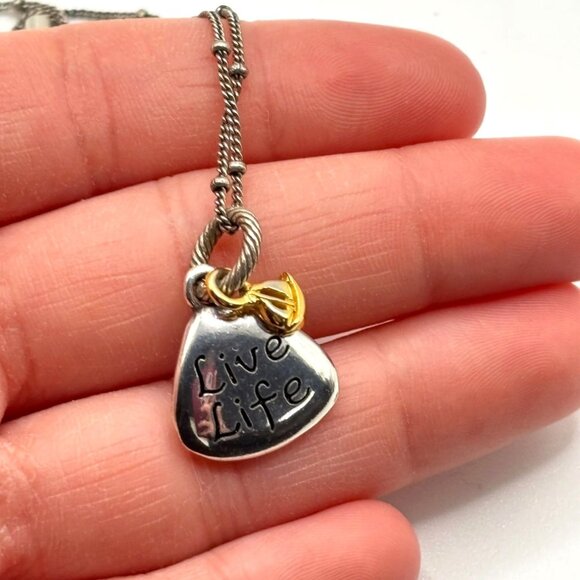 Brighton Live Life Beach Scene Charm Necklace Two-Tone Silver & Gold - Picture 7 of 7